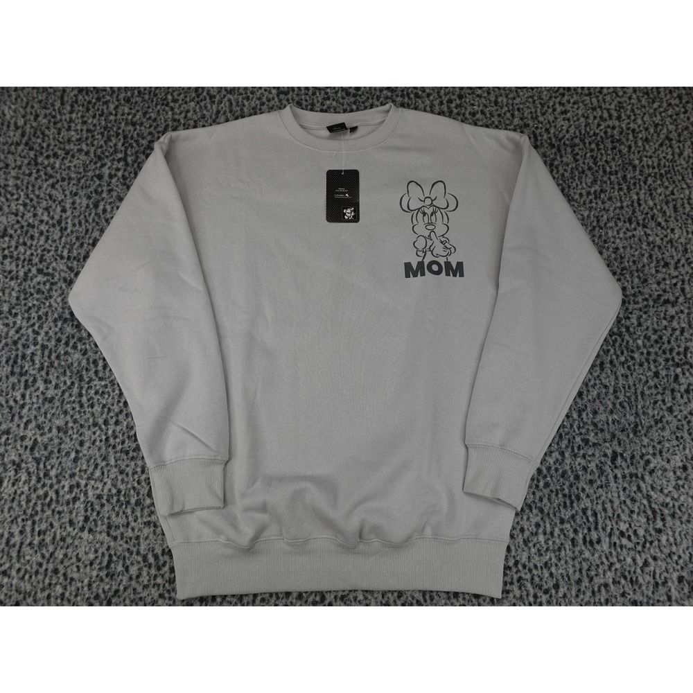 Disney Minnie Mouse Sweatshirt Women S Gray Mom Graphic Pullover NEW